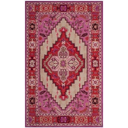 Safavieh Bellagio Hand Tufted Round Area Rug, Red Pink and Ivory - 5 x 5 ft. BLG545A-5R